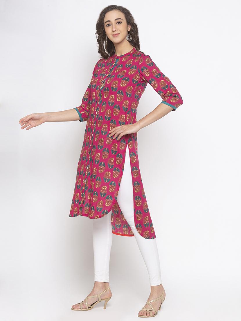 floral high-low kurta - 16890733 - Zoom Image - 2