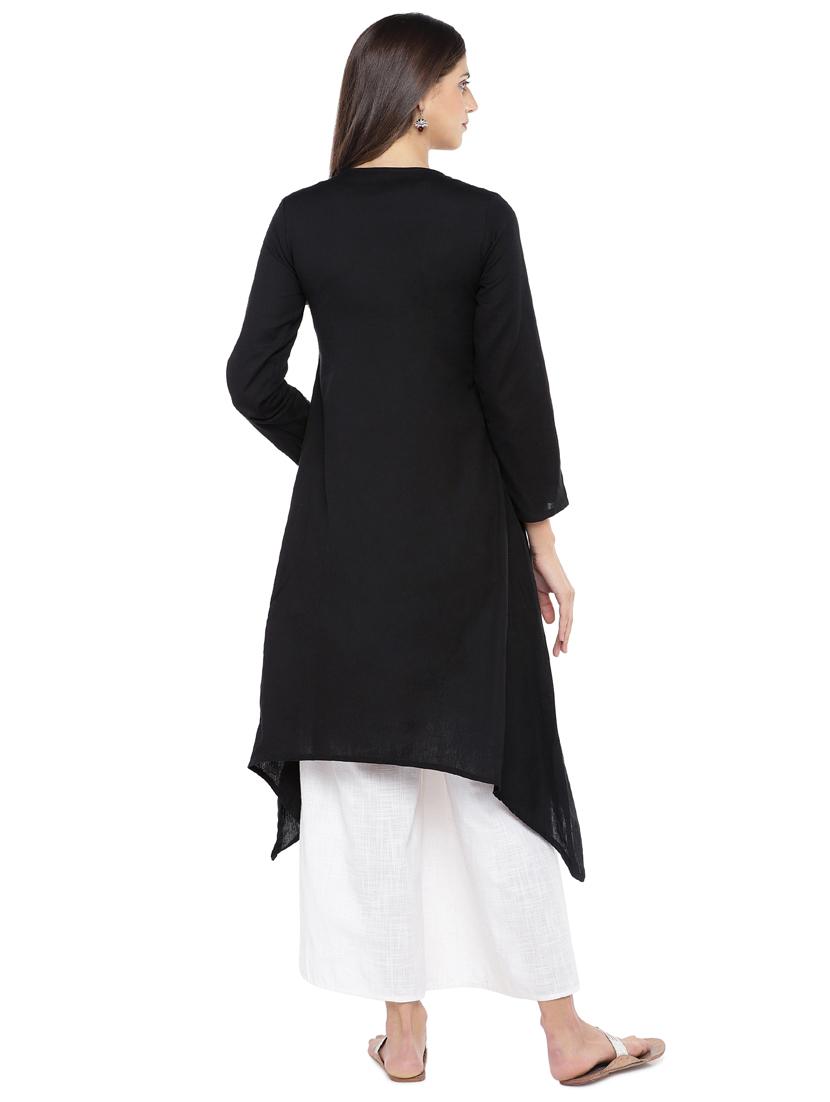 solid asymmetric kurta - 16890835 - Zoom Image - 3