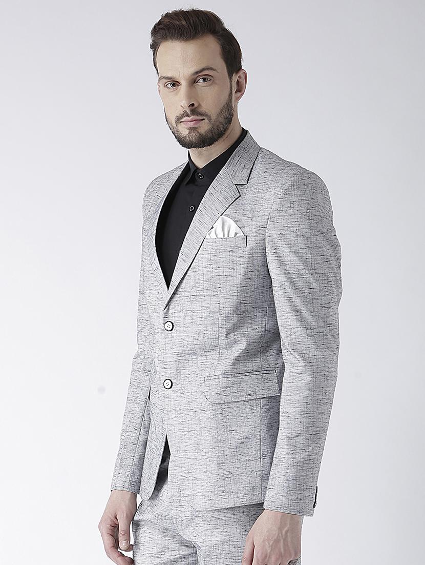 grey linen single breasted casual blazer - 16891016 - Zoom Image - 2