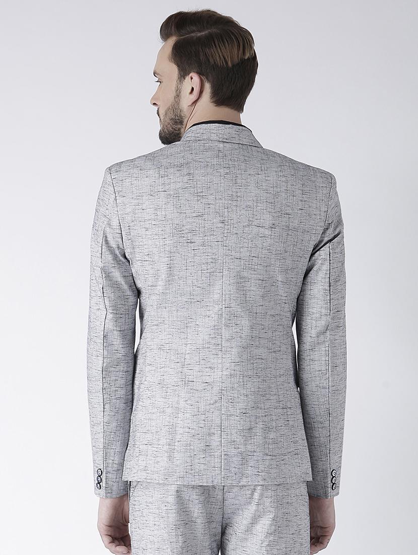 grey linen single breasted casual blazer - 16891016 - Zoom Image - 3