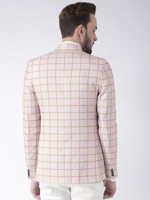 beige checkered single breasted casual blazer - 16891018 - Standard Image - 3