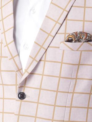 beige checkered single breasted casual blazer - 16891018 - Standard Image - 5