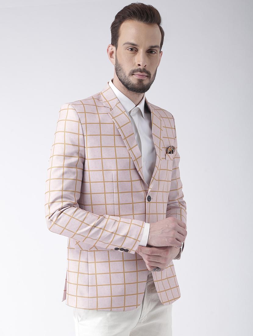 beige checkered single breasted casual blazer - 16891018 - Zoom Image - 2