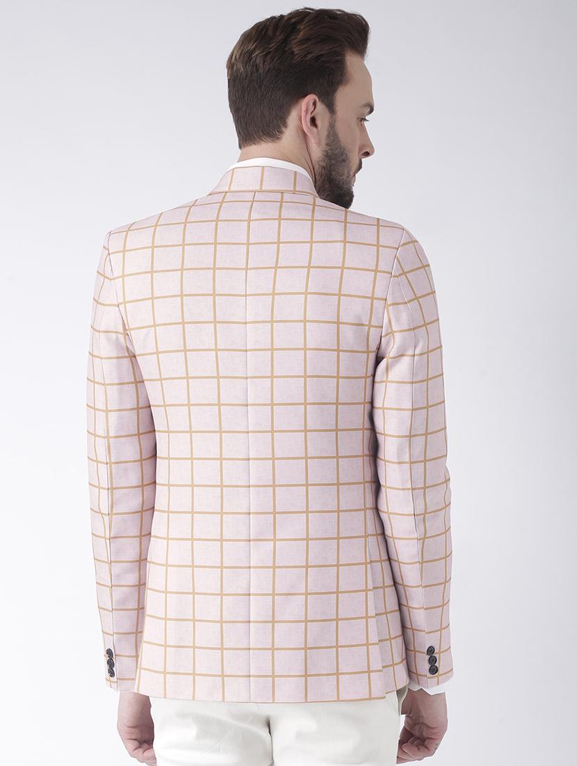 beige checkered single breasted casual blazer - 16891018 - Zoom Image - 3