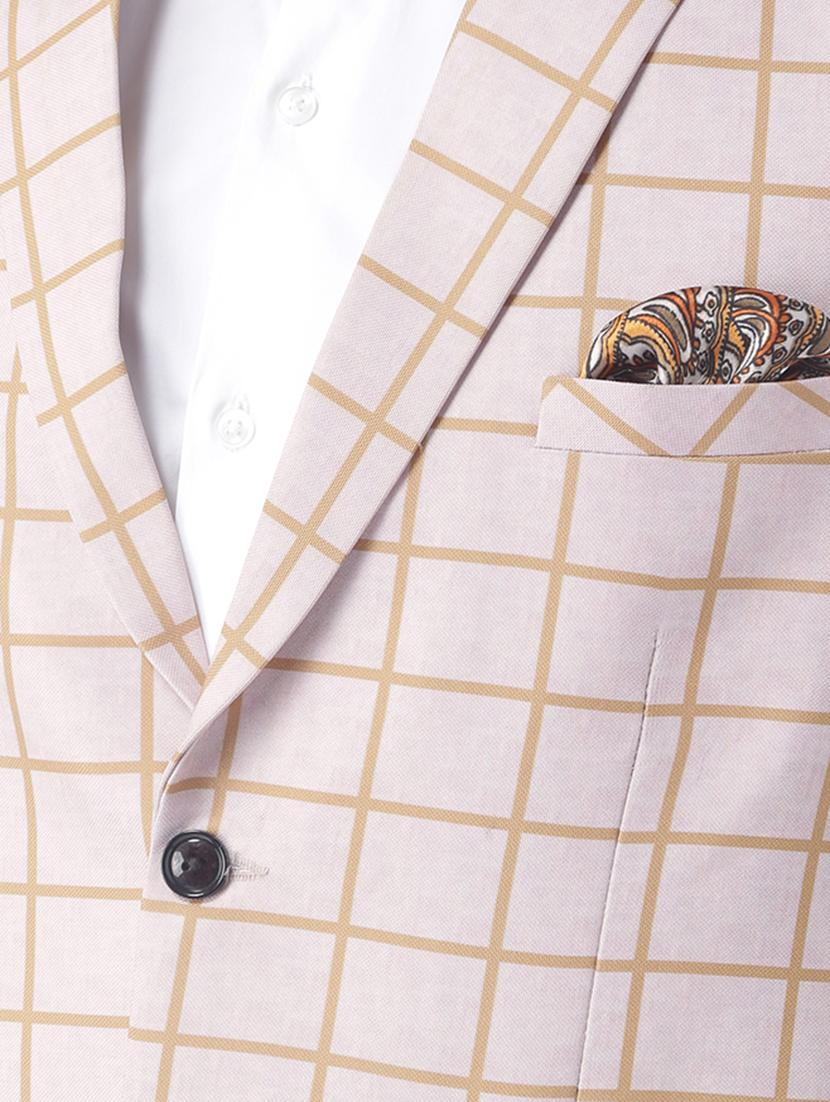 beige checkered single breasted casual blazer - 16891018 - Zoom Image - 5