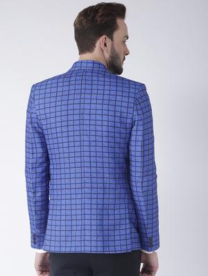 blue checkered single breasted casual blazer - 16891020 - Standard Image - 3
