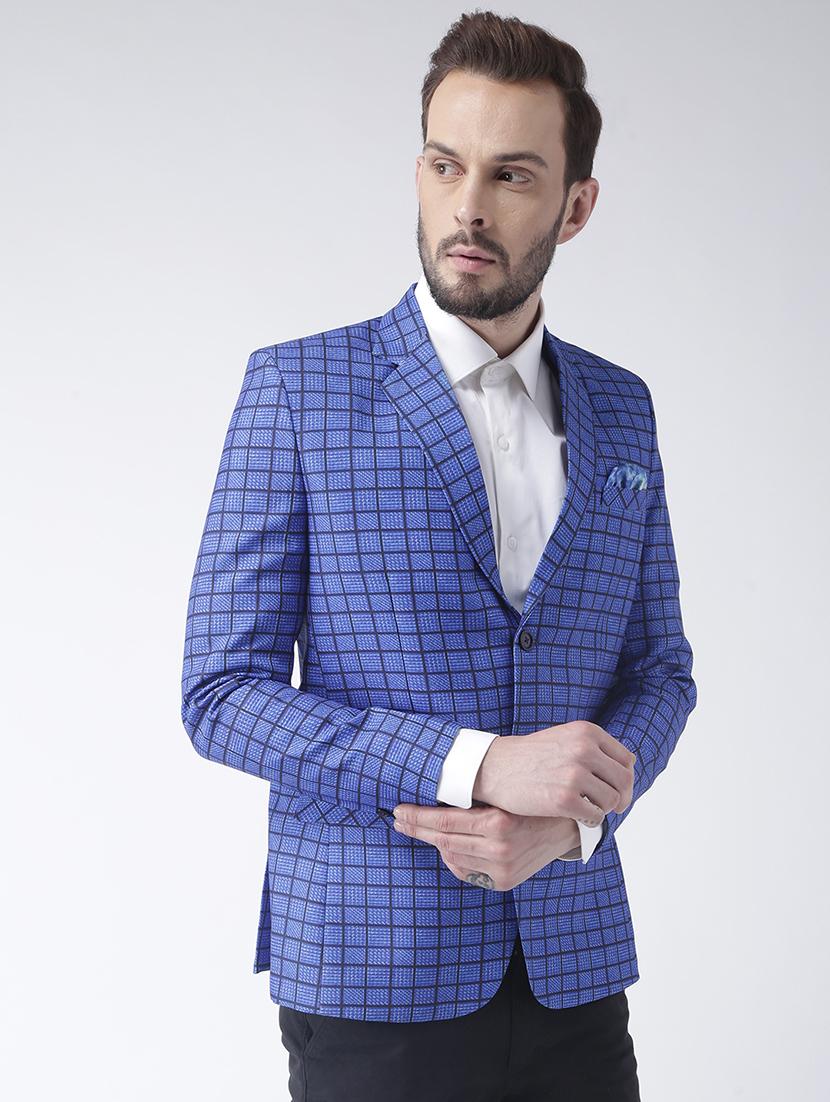 blue checkered single breasted casual blazer - 16891020 - Zoom Image - 2
