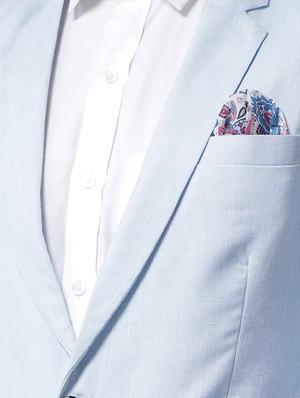 light blue linen solid single breasted casual blazer - 16891066 - Standard Image - 5