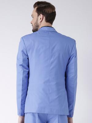 blue solid single breasted casual blazer - 16891112 - Standard Image - 3