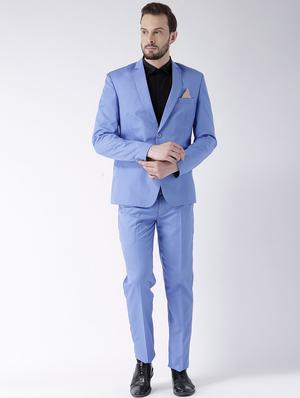 blue solid single breasted casual blazer - 16891112 - Standard Image - 4