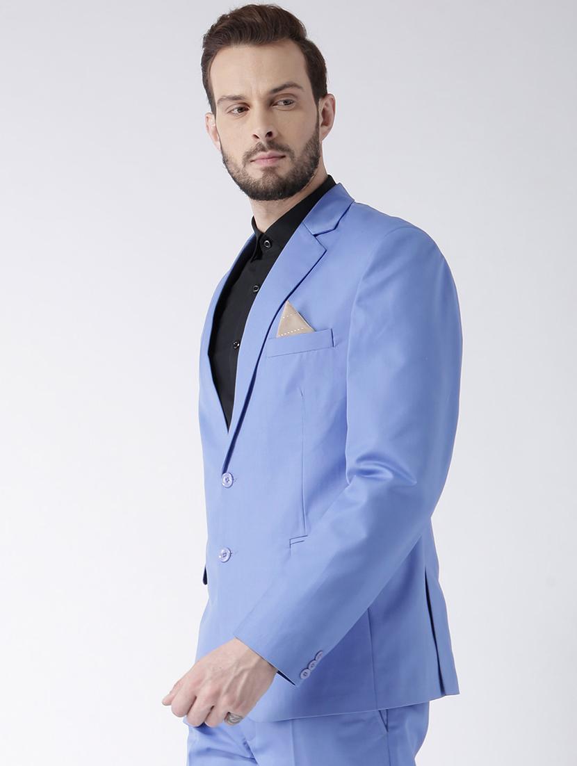 blue solid single breasted casual blazer - 16891112 - Zoom Image - 2