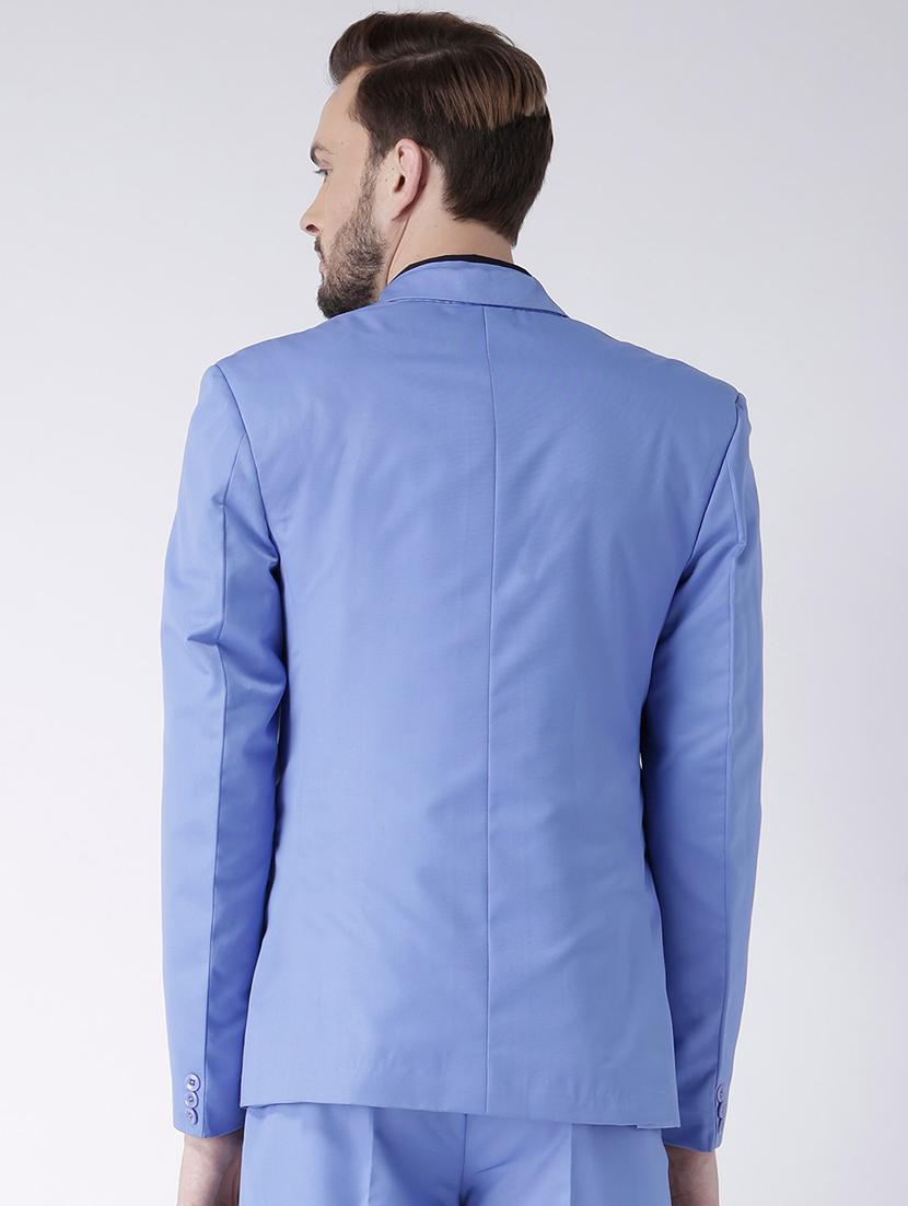 blue solid single breasted casual blazer - 16891112 - Zoom Image - 3