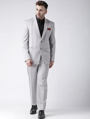 grey solid single breasted casual blazer - 16891140 - Standard Image - 4