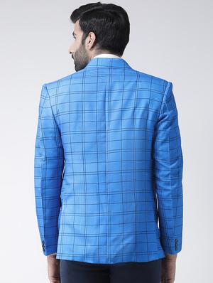 blue checkered single breasted casual blazer - 16891146 - Standard Image - 3