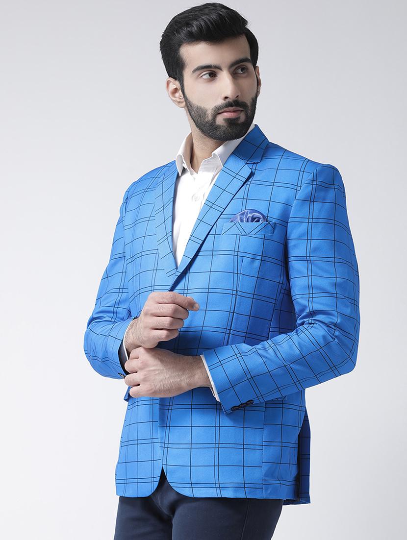 blue checkered single breasted casual blazer - 16891146 - Zoom Image - 2