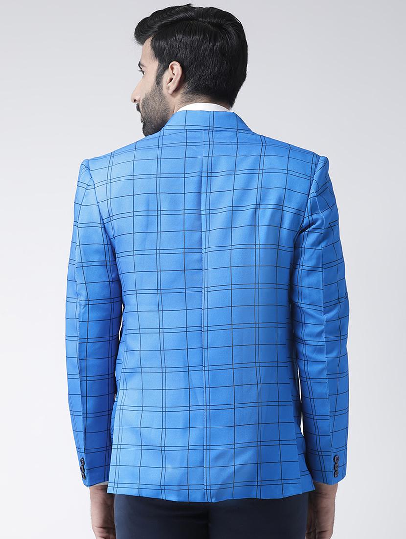 blue checkered single breasted casual blazer - 16891146 - Zoom Image - 3