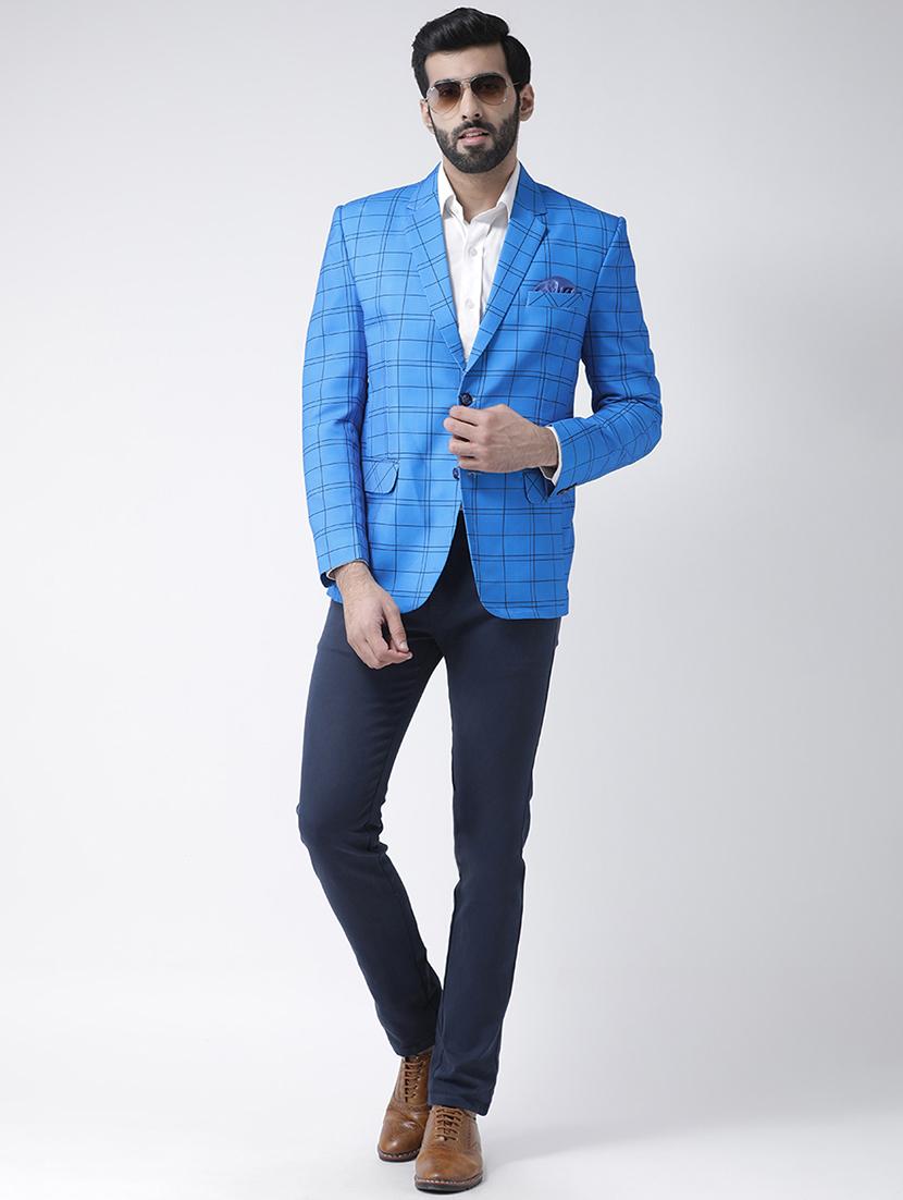 blue checkered single breasted casual blazer - 16891146 - Zoom Image - 4