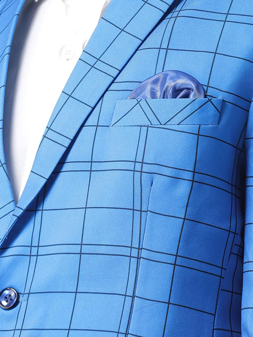 blue checkered single breasted casual blazer - 16891146 - Zoom Image - 5