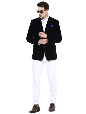 blue velvet single breasted casual blazer - 16891152 - Standard Image - 4