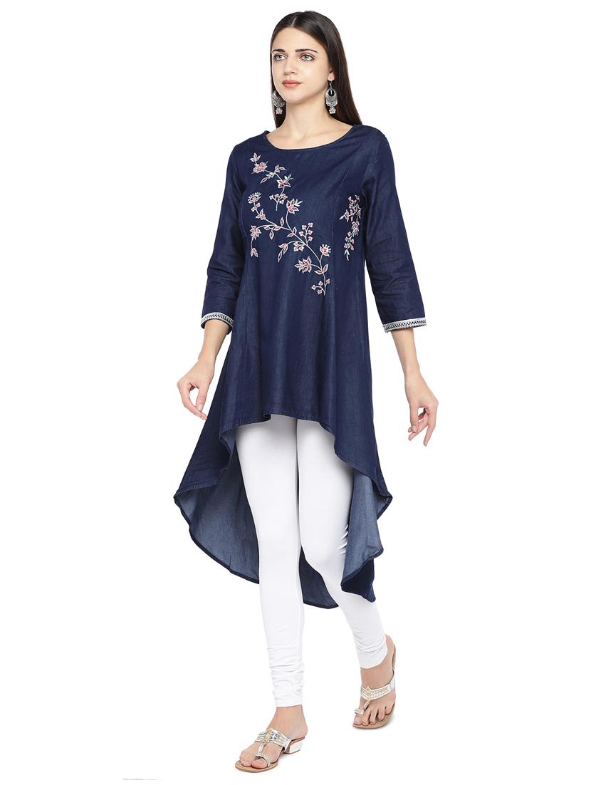 embroidered high-low kurta - 16891238 - Zoom Image - 2