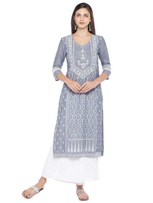 floral straight kurta - 16891242 - Standard Image - 1
