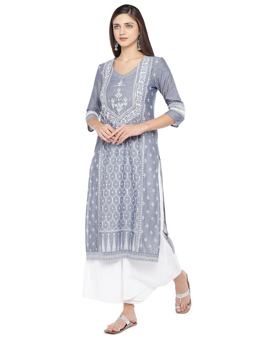 floral straight kurta - 16891242 - Zoom Image - 2