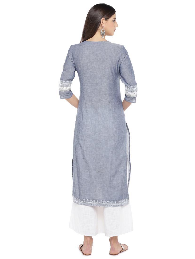 floral straight kurta - 16891242 - Zoom Image - 3