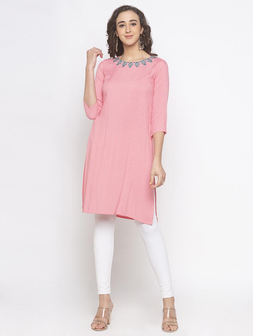 solid straight kurta - 16891269 - Zoom Image - 1
