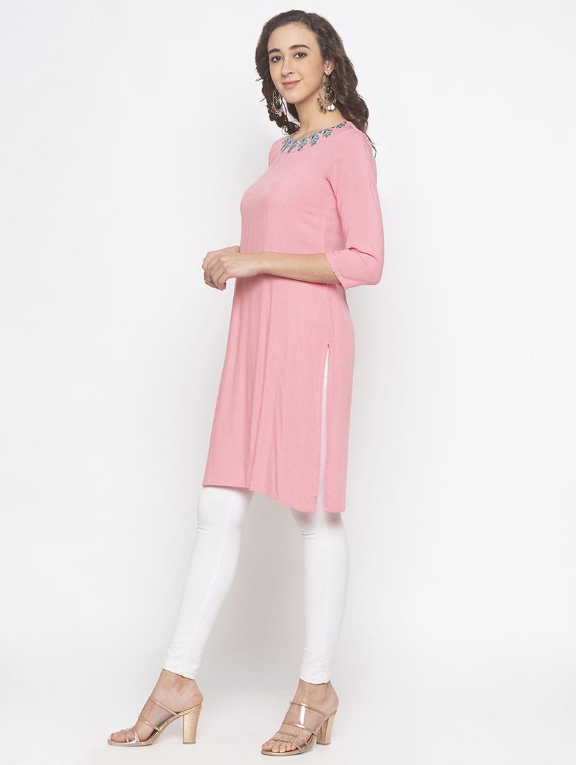 solid straight kurta - 16891269 - Zoom Image - 2