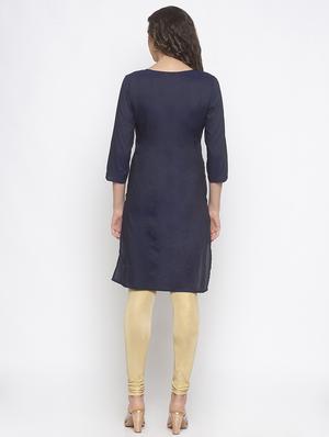 gold print straight kurta - 16891292 - Standard Image - 3