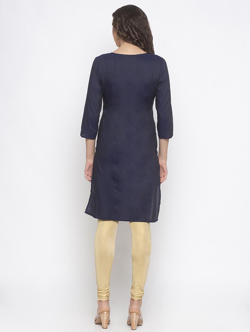 gold print straight kurta - 16891292 - Zoom Image - 3