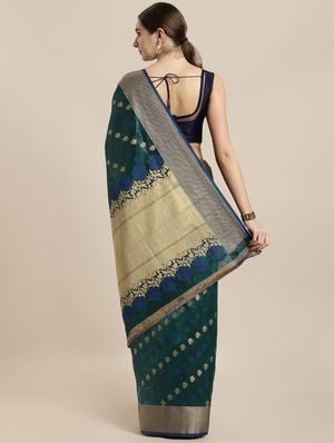 raw silk banarasi saree with blouse - 16891323 - Standard Image - 2