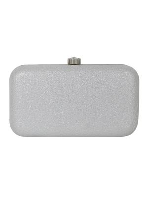 silver leatherette (pu) box clutch - 16891508 - Standard Image - 2