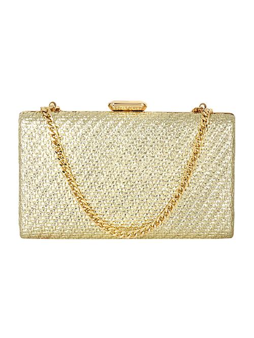 gold leatherette (pu) box clutch - 16891510 - Standard Image - 1