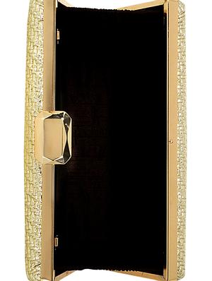 gold leatherette (pu) box clutch - 16891510 - Standard Image - 3