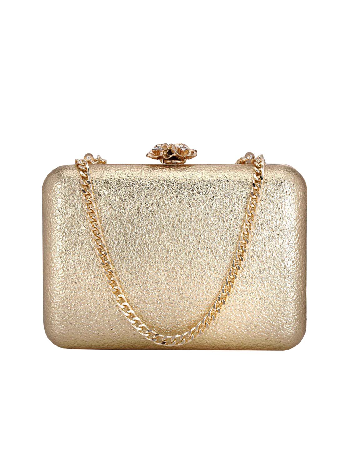 gold leatherette (pu) box clutch - 16891514 - Zoom Image - 1