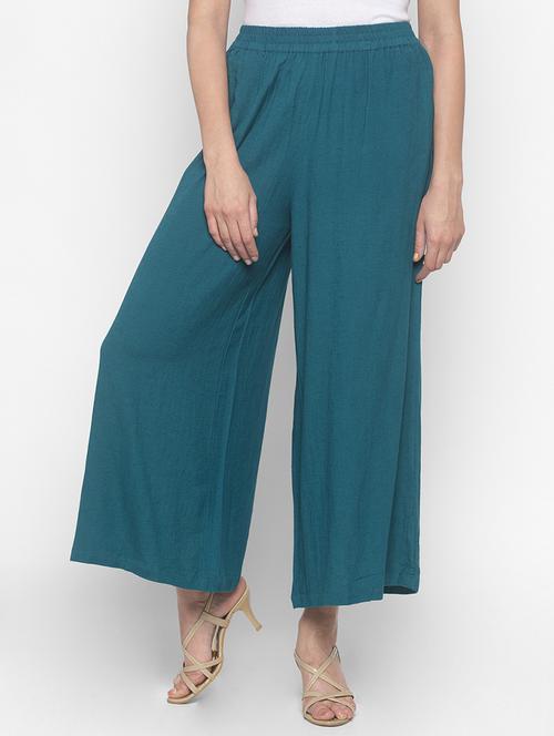 green rayon palazzo - 16891893 - Standard Image - 1