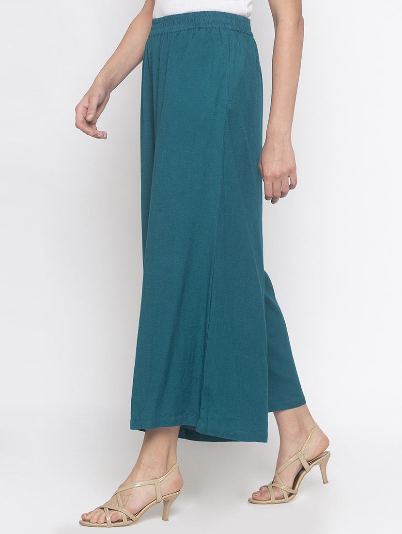 green rayon palazzo - 16891893 - Zoom Image - 2