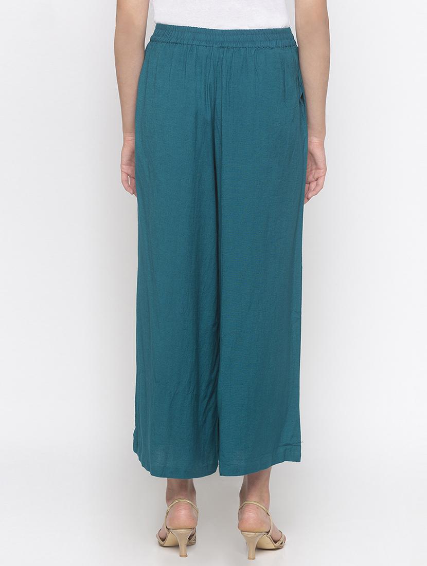 green rayon palazzo - 16891893 - Zoom Image - 3
