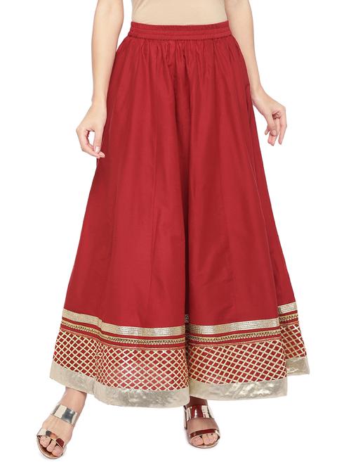 red cotton flared skirt - 16893163 - Standard Image - 1