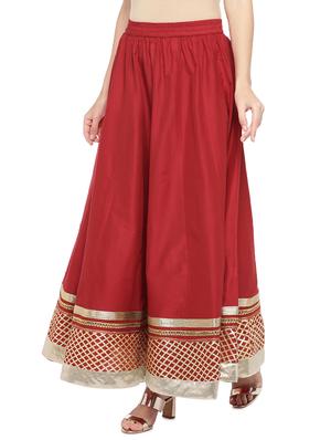 red cotton flared skirt - 16893163 - Standard Image - 2