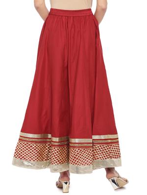 red cotton flared skirt - 16893163 - Standard Image - 3