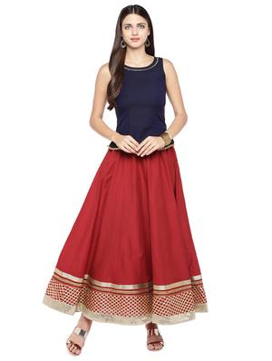 red cotton flared skirt - 16893163 - Standard Image - 4