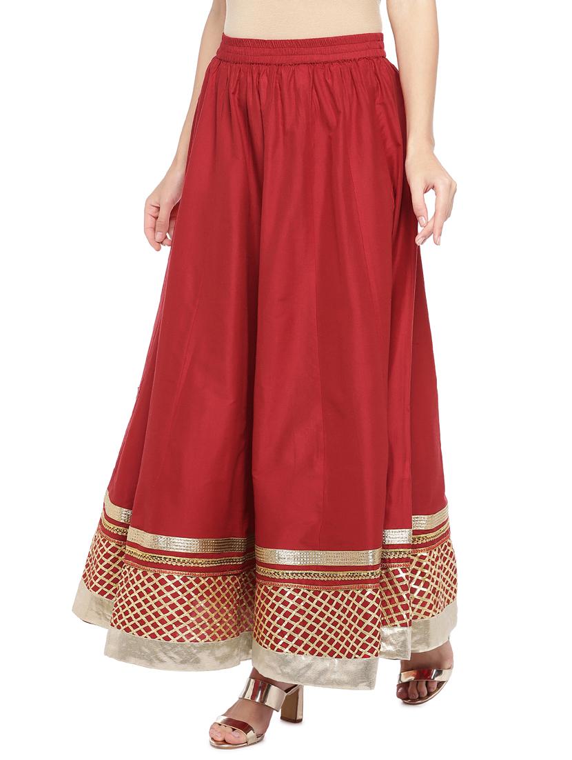 red cotton flared skirt - 16893163 - Zoom Image - 2