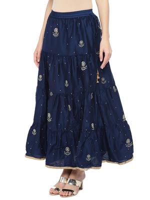 navy blue cotton flared skirt - 16893167 - Standard Image - 2