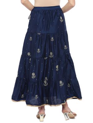 navy blue cotton flared skirt - 16893167 - Standard Image - 3