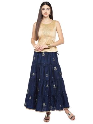 navy blue cotton flared skirt - 16893167 - Standard Image - 4
