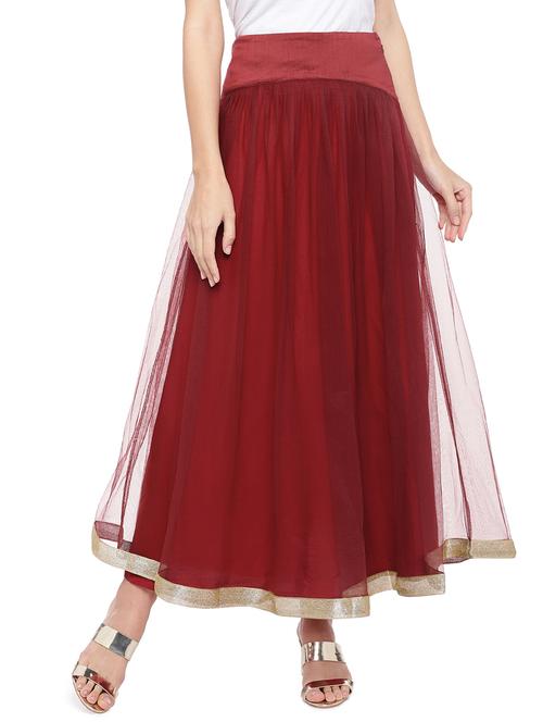 red cotton flared skirt - 16893171 - Standard Image - 1