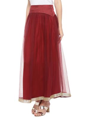 red cotton flared skirt - 16893171 - Standard Image - 2