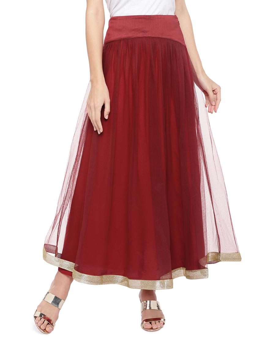 red cotton flared skirt - 16893171 - Zoom Image - 1